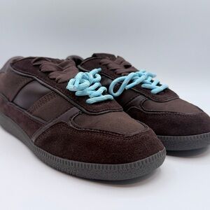 Steve Madden Sporty Dark Brown Sneakers with Light Blue Laces